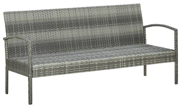 3 személyes szürke polyrattan kerti kanapé párnával