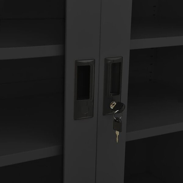 Antracitszürke acél irodai szekrény 90 x 40 x 105 cm