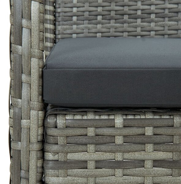 3 személyes szürke polyrattan kerti kanapé párnával