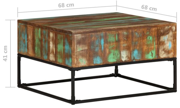 Tömör újrahasznosított fa dohányzóasztal 68 x 68 x 41 cm