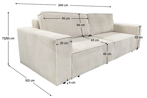 KONDELA Kihúzható heverő, bézs, HARPERA BIG SOFA