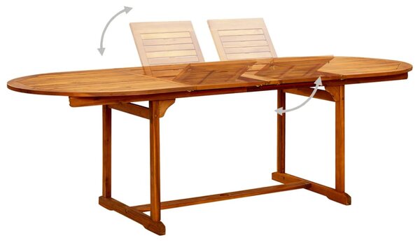 Tömör akácfa kerti étkezőasztal (150-200) x 100 x 75 cm