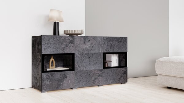 Baros 26 komód 132 cm - sötét beton / pala szürke