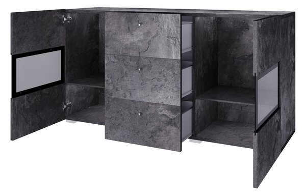 Baros 26 komód 132 cm - sötét beton / pala szürke