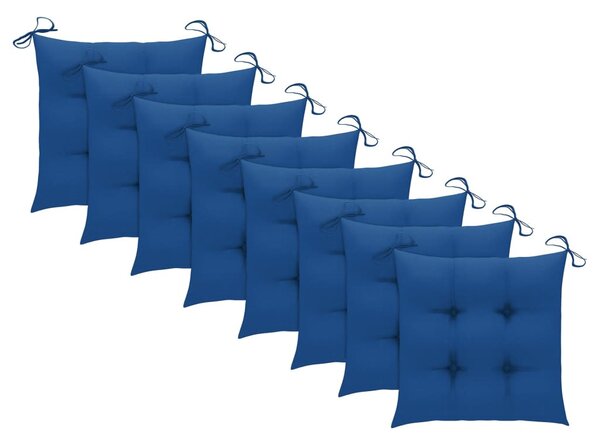 8 db összecsukható tömör tíkfa kerti szék párnával
