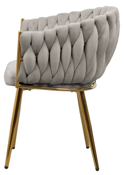 KONDELA Étkezőszék, szürkésbarna Taupe Velvet szövet/gold króm arany, DEILA