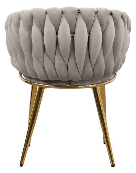 KONDELA Étkezőszék, szürkésbarna Taupe Velvet szövet/gold króm arany, DEILA