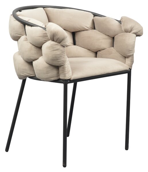 KONDELA Étkezőszék, szürkésbarna Taupe Velvet szövet/fekete, DOROTA