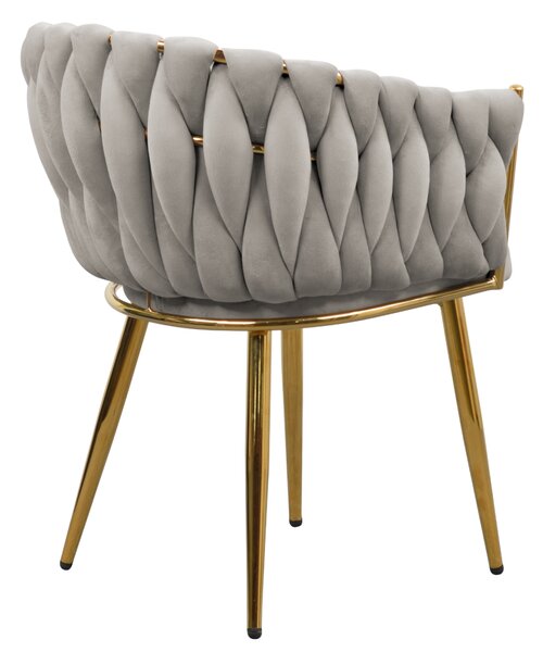 KONDELA Étkezőszék, szürkésbarna Taupe Velvet szövet/gold króm arany, DEILA