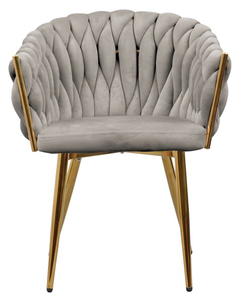 KONDELA Étkezőszék, szürkésbarna Taupe Velvet szövet/gold króm arany, DEILA