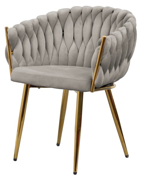 KONDELA Étkezőszék, szürkésbarna Taupe Velvet szövet/gold króm arany, DEILA