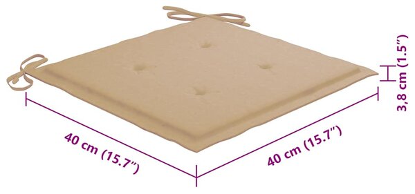 8 db összecsukható tömör akácfa kerti szék párnákkal
