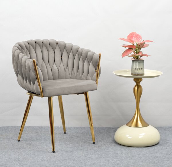 KONDELA Étkezőszék, szürkésbarna Taupe Velvet szövet/gold króm arany, DEILA