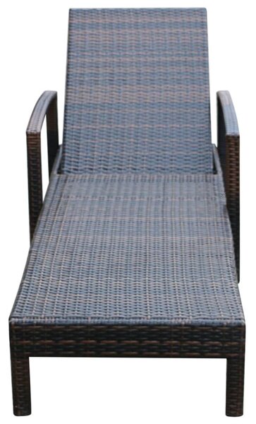 Barna polyrattan napozóágy párnával
