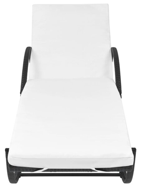 Fekete polyrattan napozóágy párnával