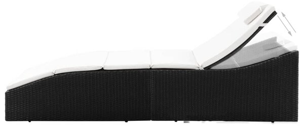 Fekete polyrattan napozóágy párnával