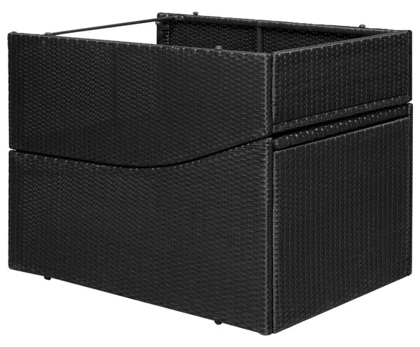 Fekete polyrattan napozóágy párnával