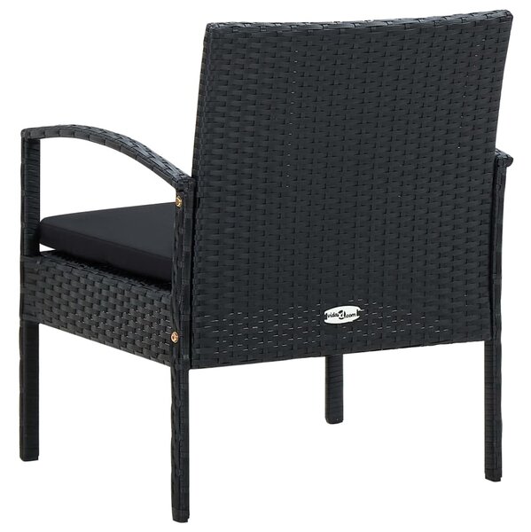 Fekete polyrattan kerti szék párnával