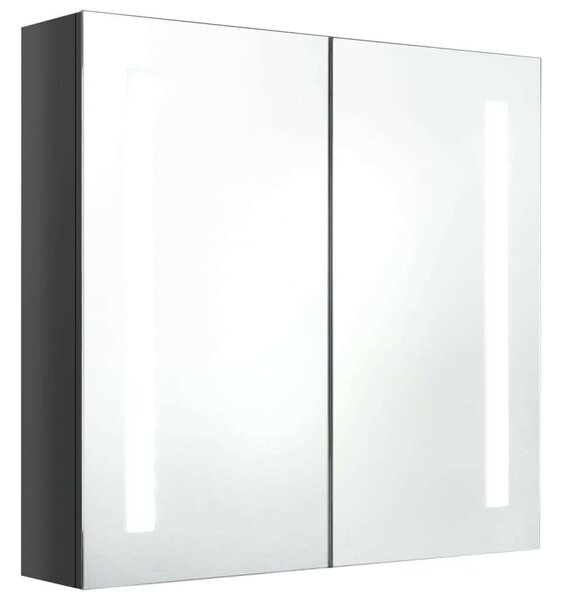 Betonszürke led-es tükrös fürdőszobaszekrény 62 x 14 x 60 cm