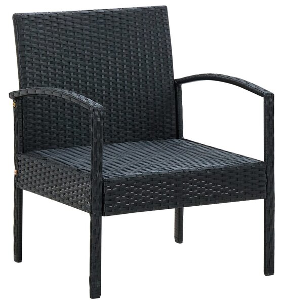 Fekete polyrattan kerti szék párnával