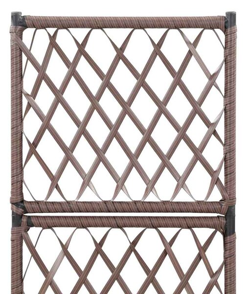 Barna rácsos polyrattan magaságyás 1 kaspóval 30 x 30 x 107 cm