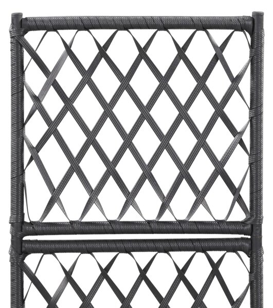 Fekete rácsos polyrattan magaságyás 1 kaspóval 30 x 30 x 107 cm