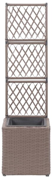 Barna rácsos polyrattan magaságyás 1 kaspóval 30 x 30 x 107 cm