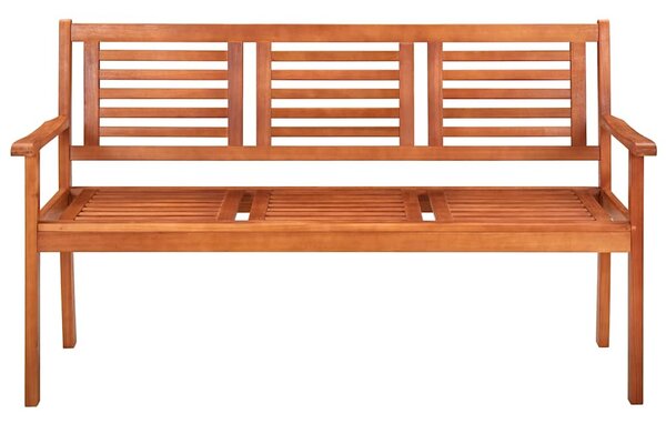3 személyes tömör eukaliptuszfa kerti pad párnával 150 cm