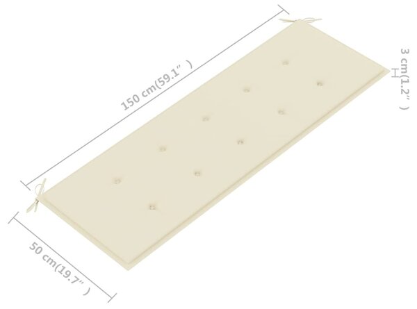 3 személyes tömör eukaliptuszfa kerti pad párnával 150 cm