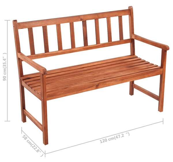 Tömör akácfa kerti pad párnával 120 cm