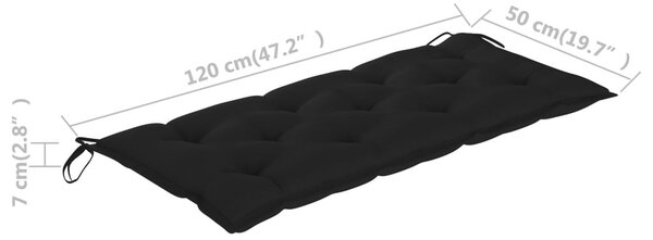 Tömör akácfa kerti pad párnával 120 cm