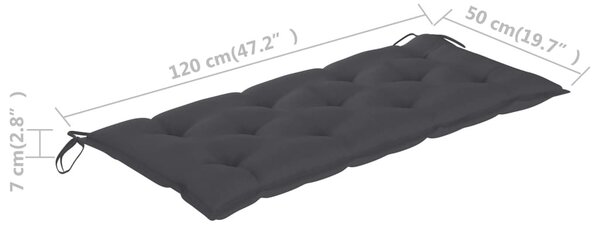 Tömör akácfa kerti pad párnával 120 cm