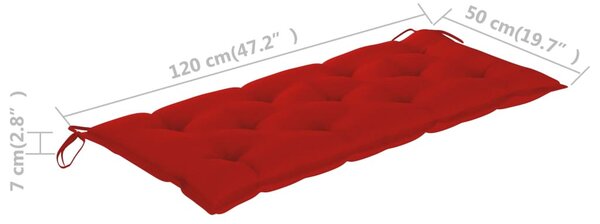 Tömör akácfa kerti pad párnával 120 cm