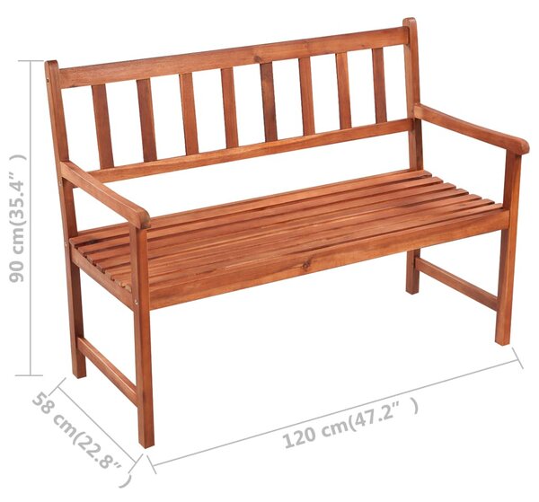 Tömör akácfa kerti pad párnával 120 cm