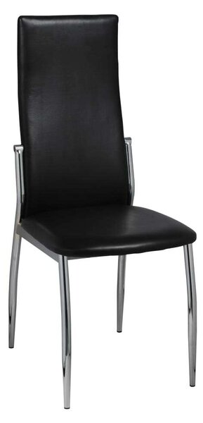 Elegáns Műbőr Étkezőszék - 4 db - Fekete - Króm Lábak