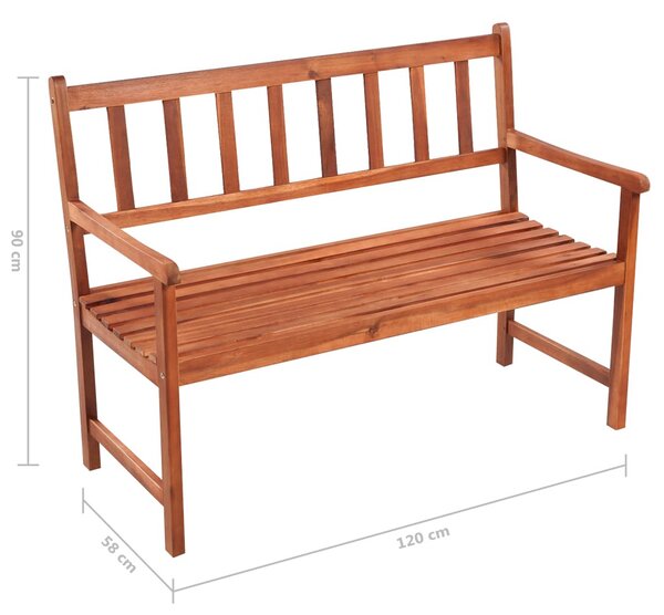 Tömör akácfa kerti pad párnával 120 cm