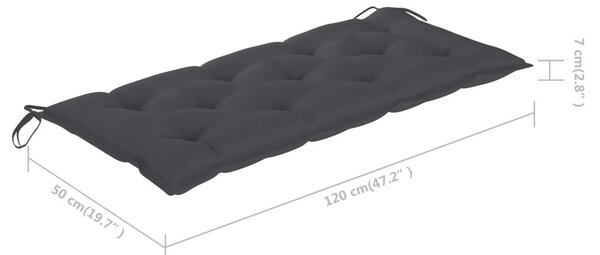 Összecsukható bambusz kerti pad párnával 118 cm