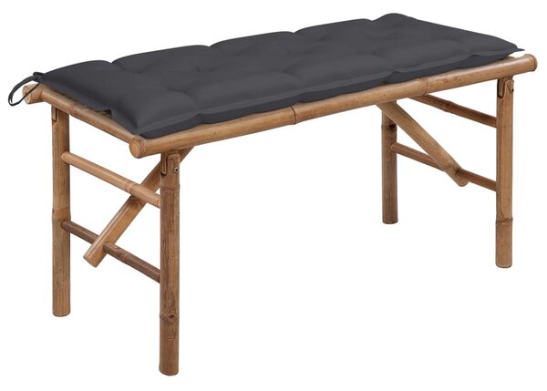 Összecsukható bambusz kerti pad párnával 118 cm