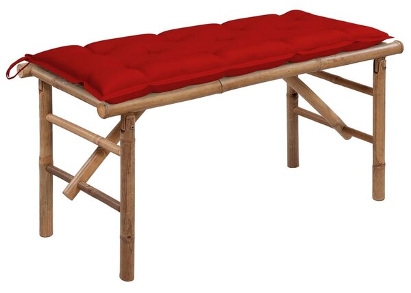 Összecsukható bambusz kerti pad párnával 118 cm