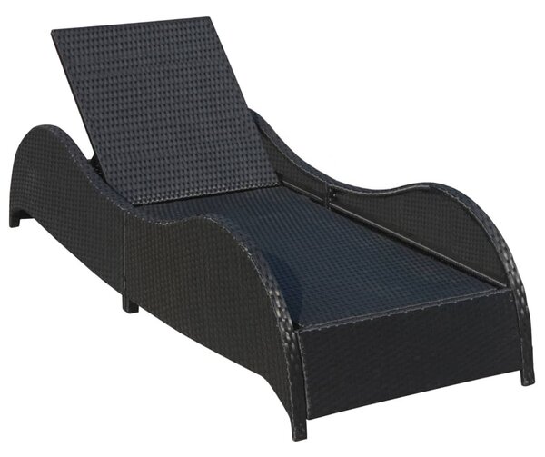 Fekete polyrattan napozóágy párnával