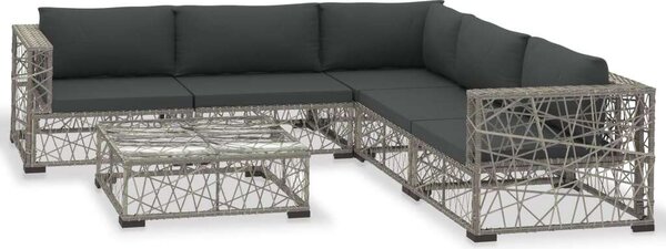 Polyrattan Kerti Bútorszett - 6 részes - Szürke