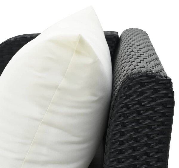 Fekete polyrattan napozóágy párnával