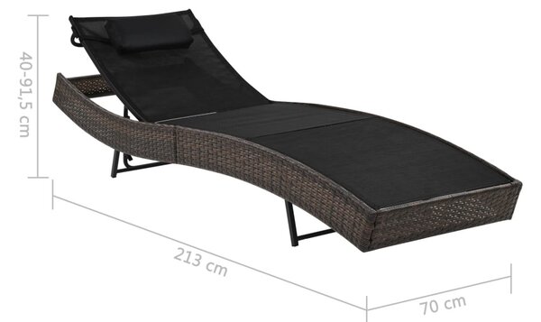 Barna polyrattan napozóágy párnával