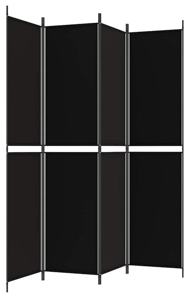 4 paneles fekete szövet térelválasztó 200x220 cm