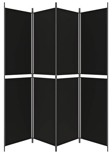 4 paneles fekete szövet térelválasztó 200x220 cm