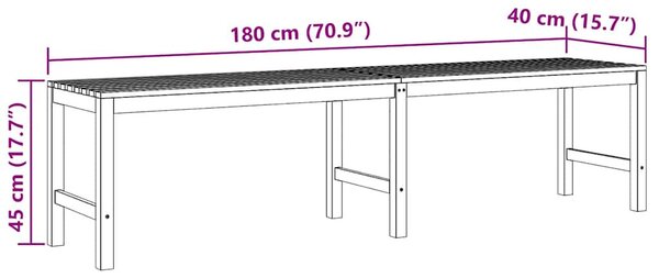 Tömör tíkfa kerti pad 180 cm
