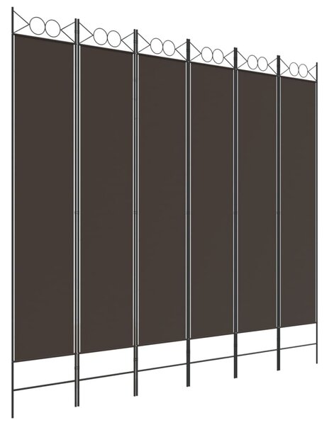 6 paneles barna szövet paraván 240x220 cm