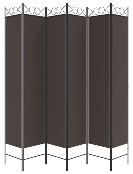 6 paneles barna szövet paraván 240x220 cm