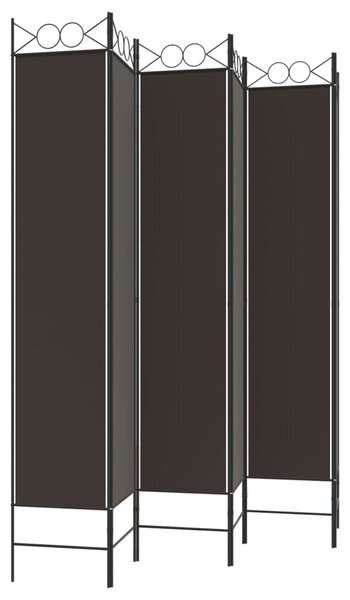 6 paneles barna szövet paraván 240x220 cm