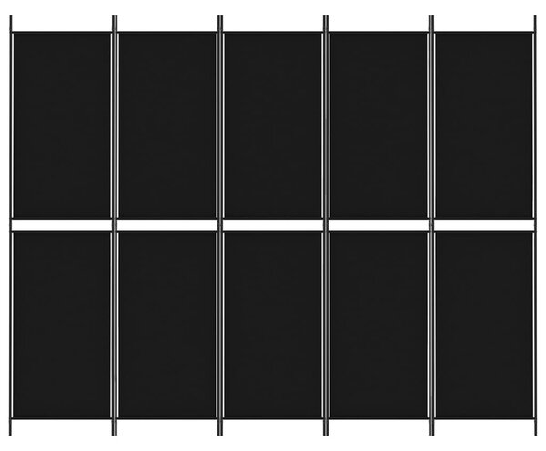5 paneles fekete szövet térelválasztó 250x200 cm